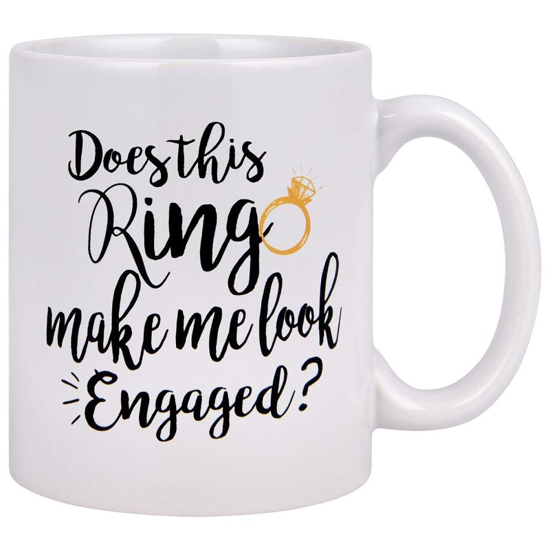 Maustic Funny Coffee Mug Does This Ring Make Me Look Engaged Coffee Tea Cup Funny Mug Novelty Coffee Mug for Men Women Birthday Festival Christmas Engagement - Image 1